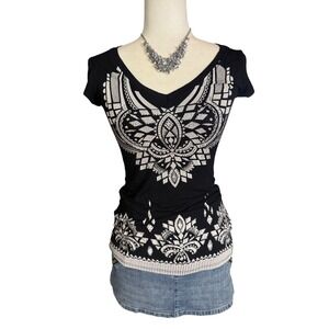 Y2K Studded Graphic Baby Tee – Size S